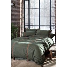 Ecocotton Hazar Battal Boy %100 Organik Pamuk Saten Parça Boya 240x220 cm Yeşil Nevresim Takımı
