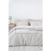 Ecocotton Lavin Çift Kişilik %100 Organik Pamuk Saten Nakışlı Bej-Gold 200x220 cm Nevresim Takımı