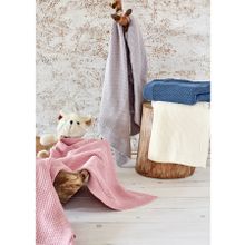 Ecocotton Organik Pamuk Örgü Baby Smile Mavi Bebek Battaniye