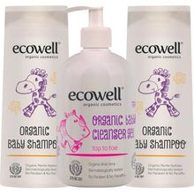 Ecowell Organik 2x300 ml Bebe Şampuanı + Organik 500 ml Temizleme Jeli