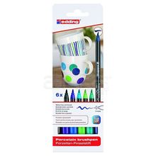 Edding 4200 1-4 mm 6'lı Set Soğuk Tonlar Fırça Uçlu Porselen Kalemi