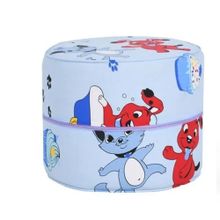 Edutoys 25 cm Kedi Köpek Baskılı Mavi Silindir Puf