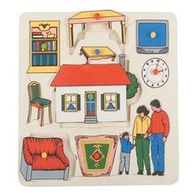 Edutoys 33x33x0,9 cm Ahşap Kulplu Evimiz Puzzle