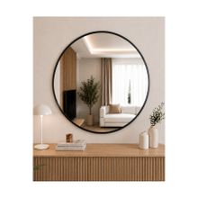 Effe Yapı Dekor Siyah Metal Çerçeveli 70 cm Yuvarlak Ayna