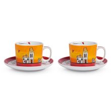 Egan Italy Le Casette 2'li 340 ml Kırmızı Çay Fincanı Seti