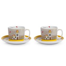 Egan Italy Le Casette 2'li 340 ml Sarı Çay Fincanı Seti