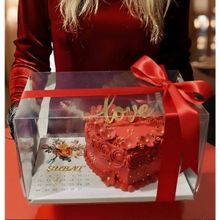 Ege Concept Life Sevgililer Gününe Özel Şeffaf Pasta Kutusu 35X26X17/ Takvim Baskılı Pasta Altlığı/ Şubat Pleksi ve Love Pleksi 4 Lü Set