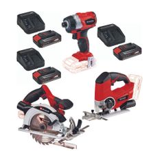 Einhell TE-CI 18 BL Vidalama TE-CS 18/165-1 Daire Testere TE-JS 18 Dekupaj 3x4 Ah Akülü Set