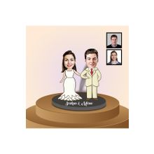 Ejoya 91311 Kişiye Özel Karikatürlü Gelin ve Damat Ahşap Biblo