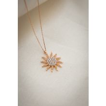 Elika Silver Kadın Rose Altın Kaplama Zirkon Taşlı Güneş Model 925 Ayar Gümüş Kolye