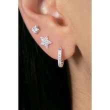 Elika Silver Kadın Yıldız Model 925 Ayar Gümüş Üçlü Küpe Set