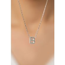 Elika Silver Üç Boyutlu B Harf Model 925 Ayar Kadın Gümüş Kolye