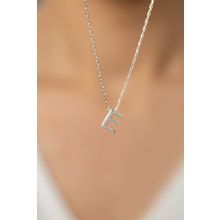 Elika Silver Üç Boyutlu E Harf Model 925 Ayar Kadın Gümüş Kolye
