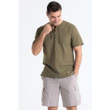 Eliş Şile Bezi Haki 3049 Kısa Kol Şile Bezi Zımbalı Erkek Tshirt