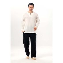 Eliş Şile Bezi Krem 3002 Büyük Beden Uzun Kol Şile Bezi Bisiklet Yaka Erkek Tshirt