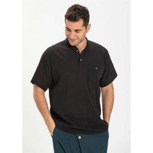 Eliş Şile Bezi Siyah 3003 Kısa Kol Şile Bezi Hakim Yaka Erkek Tshirt