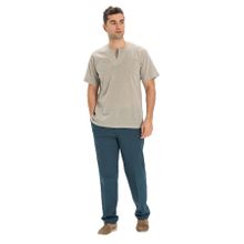 Eliş Şile Bezi Taş 3031 Büyük Beden Kısa Kol Şile Bezi Bisiklet Yaka Erkek Tshirt