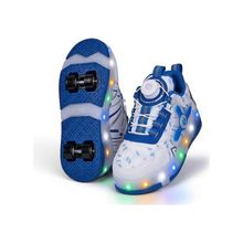 Elit EYL034 Beyaz Mavi Erkek Çocuk RGB LED Işıklı Çıkarılabilir Tekerlekli Paten Ayakkabı