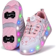 Elit EYL034 Pudra Rgb LED Çocuk Işıklı Çıkarılabilir Tekerlekli Paten Ayakkabı