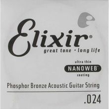 Elixir 14124 24 Nanoweb Phosphor Bronze Tek Akustik Gitar Teli
