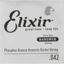 Elixir 14142 42 Nanoweb Phosphor Bronze Tek Akustik Gitar Teli