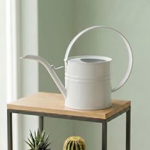 Ella 1 Litre Metal Çiçek Saksı Sulama Kabı - Modern Dekoratif Çok Amaçlı Sulak - Beyaz
