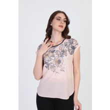 Ella 5010065 Pudra Camelia Kadın Çiçek Desenli Bluz