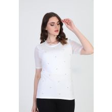 Ella Camelia 19E056 Taş Detaylı Ekru Kadın Bluz