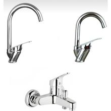 Elmina Armatür Çift Girişli Gümüş Banyo Lavabo Musluğu Çeşmesi Bataryası