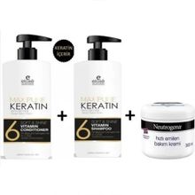 Elose Keratin 1000 ml Saç Bakım Kremi + Keratin 1000 ml Saç Bakım Şampuanı + Hızlı Emilen 300 ml El ve Yüz Kremi
