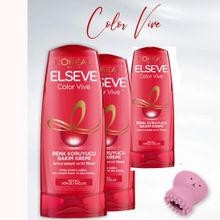 Elseve Color Vive 3x360 ml Renk Koruyucu Saç Kremi + Tarko Pembe Yüz Temizleme Fırçası