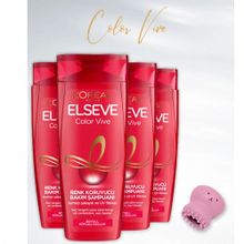 Elseve Color Vive 4x360 ml Renk Koruyucu Şampuan + Lionesse Pembe Yüz Temizleme Fırçası