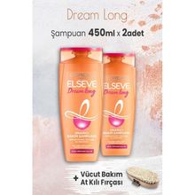Elseve Dream Long Onarıcı 2x450 ml Şampuan + Vücut Bakım At Kılı Fırçası