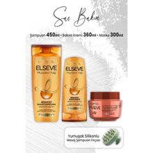 Elseve Elseve Mucizevi Yağ Amla Yağı Şampuan 450 ml Bakım Kremi 360 ml Maske 300 ml ve Yeşil Masaj Şampuan Fırçası
