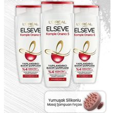Elseve Komple Onarıcı 5 Yapılandırıcı 3x360 ml Şampuan + Pembe Masaj Şampuan Fırçası