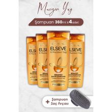 Elseve Mucizevi Besleyici Amla Yağı 4x360 ml Şampuan + Şampuan Fırçası