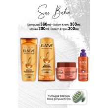 Elseve Mucizevi Yağ Amla Şampuan 360 ml Bakım Kremi 360 ml Maske 300 ml Krem 200 ml ve Yeşil Masaj Şampuan Fırçası