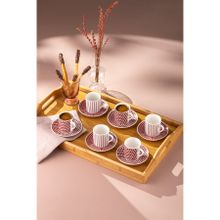 Emsan Fernanda New Bone Bordo 90 ml 6 Kişilik Kahve Fincan Takımı