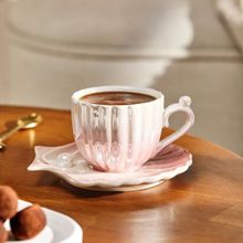 Emsan Istiridye 2 Kişilik Porselen Pembe 90 ml Kahve Fincanı Takımı