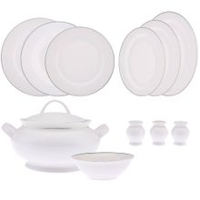 Emsan New Marly Porselen Platin 60 Parça 12 Kişilik Yuvarlak Yemek Takımı