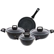 Emsan Oasis-S Granit Set Blue Star 7 Parça Tencere Seti - 18 cm - Siyah