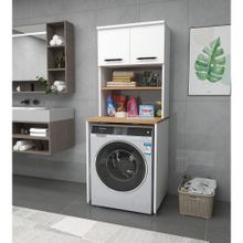 Enda Home Collection 3 Raflı Kapaklı Banyo Dolabı Beyaz Çamaşır Makinesi Dolabı