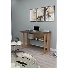 Enda Home Pillar Kütüphaneli Geniş 100x56 cm Çam Antrasit Çalışma Masası
