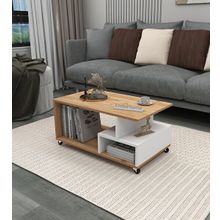 Enda Home Sultan 86,5x50 cm Çam Beyaz Tekerli Orta Sehpa