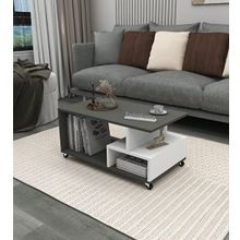Enda Home Sultan Tekerli 86,5x50 cm Antrasit Beyaz Orta Sehpa