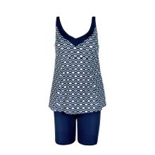 Endeep Kadın Lacivert Geometrik Desenli Tankini Takımı