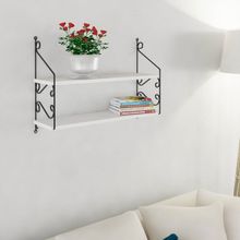 Endpa Seramoni Dikdörtgen Siyah Beyaz 2 Raflı Salon Dekoratif Raf Seti