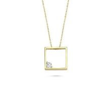 Engin Gold 14 Ayar Altın Swarovski Taşlı Kare Kolye