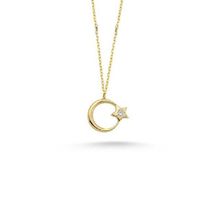 Engin Gold 14 Ayar Altın Taşlı Ayyıldız Kolye