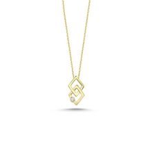 Engin Gold 14 Ayar Altın Taşlı Geometrik Kolye